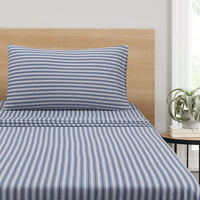 Допълнително мек Комплект за легло за възрастни в Джърси, Двойно-ШЛ, синя ивица