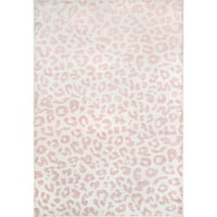 Модерен леопардов килим, 4 '6', бебешко розово
