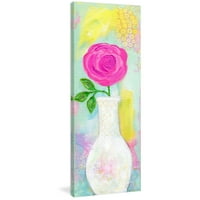 Мармонт хил розова роза във ваза от Джил Ламбърт живопис печат върху увито платно