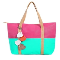 Жените Цвят блок Двойна дръжки с цип Топ класически пазарска чанта