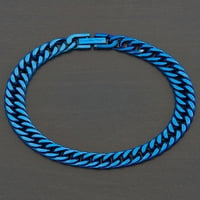 Крайбрежни бижута мъжки синьо покритие от неръждаема стомана бордюра верига гривна 8.25