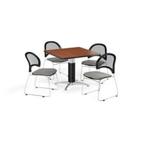 Многофункционална стая за почивка, 36 квадратна маса с столове от лунен стек, черешово покритие с метална