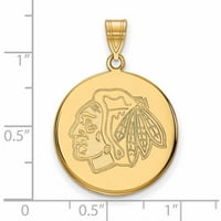 Логоарт карат жълто злато НХЛ Чикаго Блекхоукс голям диск висулка