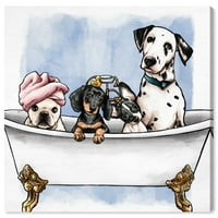 Баня и пране домашни любимци във ваната вани 36.00 в живопис платно Арт печат