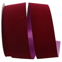 Хартиено кадифе Коледна Бордо червена полиестерна лента, 25д 4ин, 1 пакет
