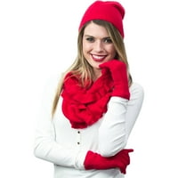 Дамски подарък Бо мека плетена шал, шапка и ръкавица комплект