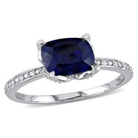 Тангело 2-Каратов Т. Г. В. създаде син сапфир и диамант-акцент 10к Бяло Злато годежен пръстен