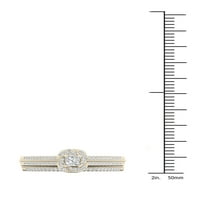 Императорски 1 3кт ТДВ диамант 10к жълто злато булчински комплект