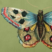 Просто Маргаритка Квадратна Четка Пеперуда Полиестер Вътрешна Възглавница, Ябълка Зелено Количество 1