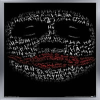 Комикс Филм-Черният Рицар-Лицето На Жокера В Текст Стена Плакат, 14.725 22.375
