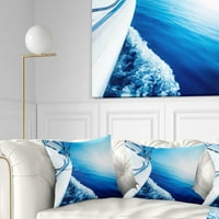 Луксозна яхта дизайнарт плаване в синьо море - възглавница за хвърляне на морския бряг-16х16