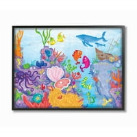 Детска стая от Ступел колоритен океан морски живот риба синьо лилаво детска детска стая живопис рамкирани