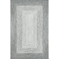 омбре плетен Омбре закрит открит килим, 6' 9', Светло сив