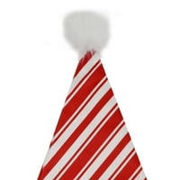 Кадифена Коледна шапка с червени бели райета