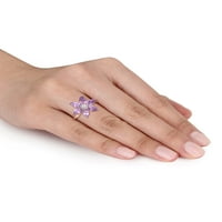 2-Каратов аметист и каратов диамант 10кт розов златен пръстен