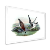 Дизайнарт 'Реколта Природа Две Птици В Езерото' Ферма Рамка Арт Принт