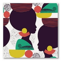 Етно геометричен силует на афроамериканец трети живопис платно Арт Принт